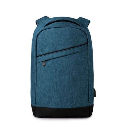 BERLIN 2 tone backpack incl USB plug blue 