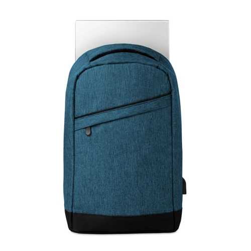 BERLIN 2 tone backpack incl USB plug blue 