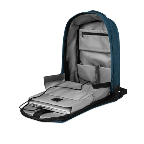 BERLIN 2 tone backpack incl USB plug blue 