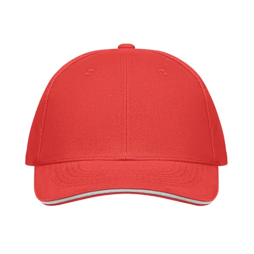 BUFFALO 6 panel baseball sapka 260g/m² Fehér/piros 