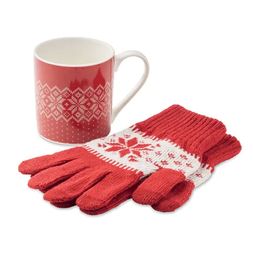 COPITO SET Winter gift mug and gloves set red 