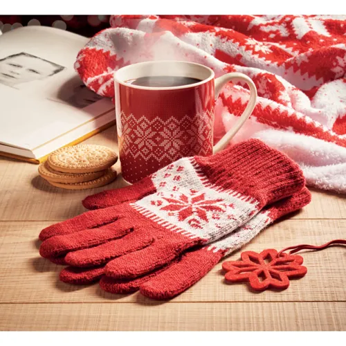 COPITO SET Winter gift mug and gloves set red 
