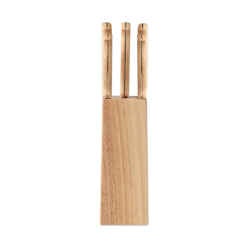 GOURMET 5 piece knife set in base wood 