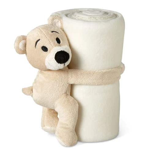 MANTA Fleece blanket with bear white 