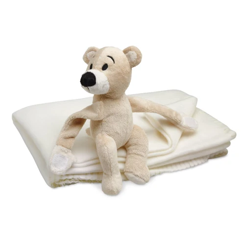 MANTA Fleece blanket with bear white 