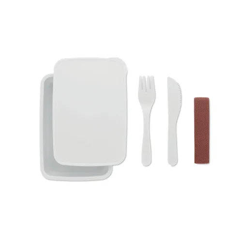 SUNDAY Lunch box with cutlery white 