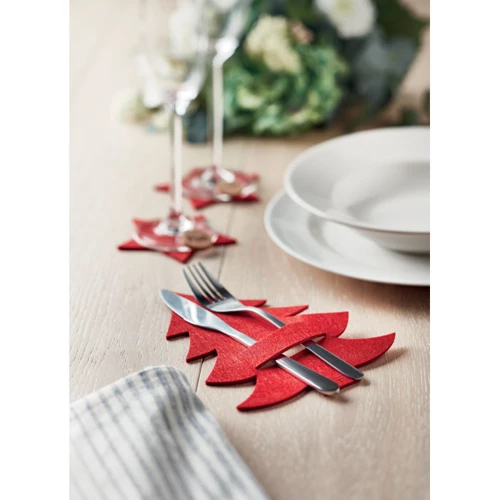TREESGUARD RPET felt cutlery holder set red 