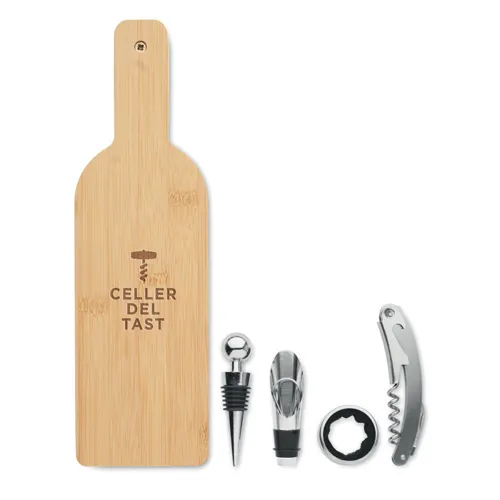 VINOVAULT SET Bottle shaped wine set wood 